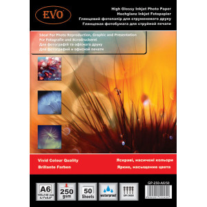 Фотопапір Evo глянцевий А6 250 г/м2 50 листов GP-250