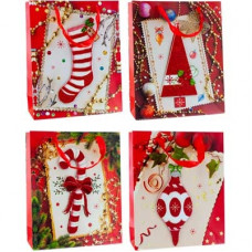 Пакет подарунковий Новорічний 26х32х10 см 00089М
