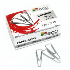Скрепки Eco-Eagle никелированные 25 мм 100 шт TY49