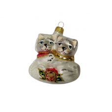 Игрушка елочная стеклянная Два котика Игрушка елочная стеклянная Два котика