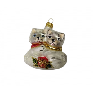 Игрушка елочная стеклянная Два котика