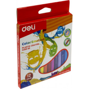 Олівці кольорові воскові Deli 12 кольорів EC20000