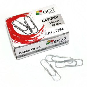 Скріпки Eco-Eagle сріблясті 28 мм 100 шт TY54S