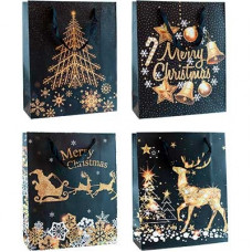 Пакет подарунковий Новорічний 26х32х10 см 00087М