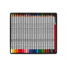 Олівці кольорові акварельні з пензликом в металевому пеналі Marco 24 кольори 7120-24TN