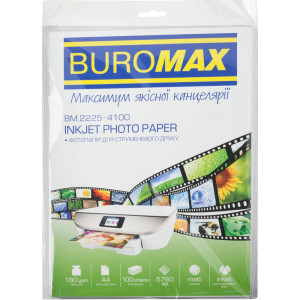 Фотопапір матовий А4 180 г/м²  Buromax 100 аркушів BM.2225-410