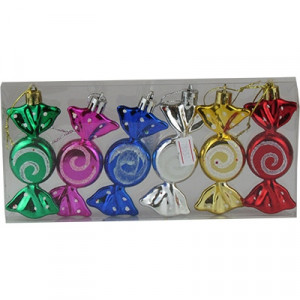 Набор елочных игрушек Конфетка круглая 9 см 6 шт 7-18