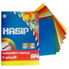 Картон кольоровий Тетрада 9 аркушів ТЕ254