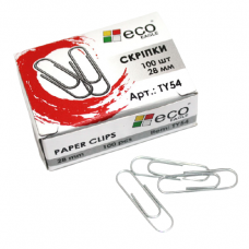 Скрепки Eco-Eagle золотистые 28 мм 100 шт TY54