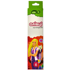 Олівці кольорові Кнопка 6 кольорів 55601-KN