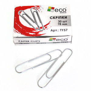 Скрепки Eco-Eagle никелированные 78 мм 30 шт TY57
