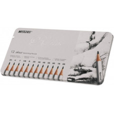 Олівці графітні в металевому пеналі 2H-8B Marco 12 шт 7000-12TN