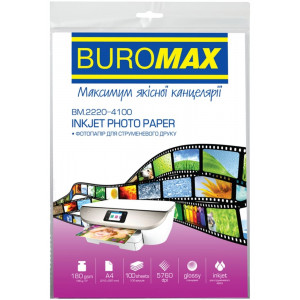 Фотопапір глянцевий А4 180 г/м²  Buromax 100 аркушів BM.2220-410