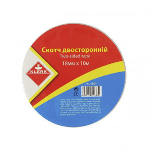 Скотч Klerk двосторонній 18 мм х 10 м KL1601